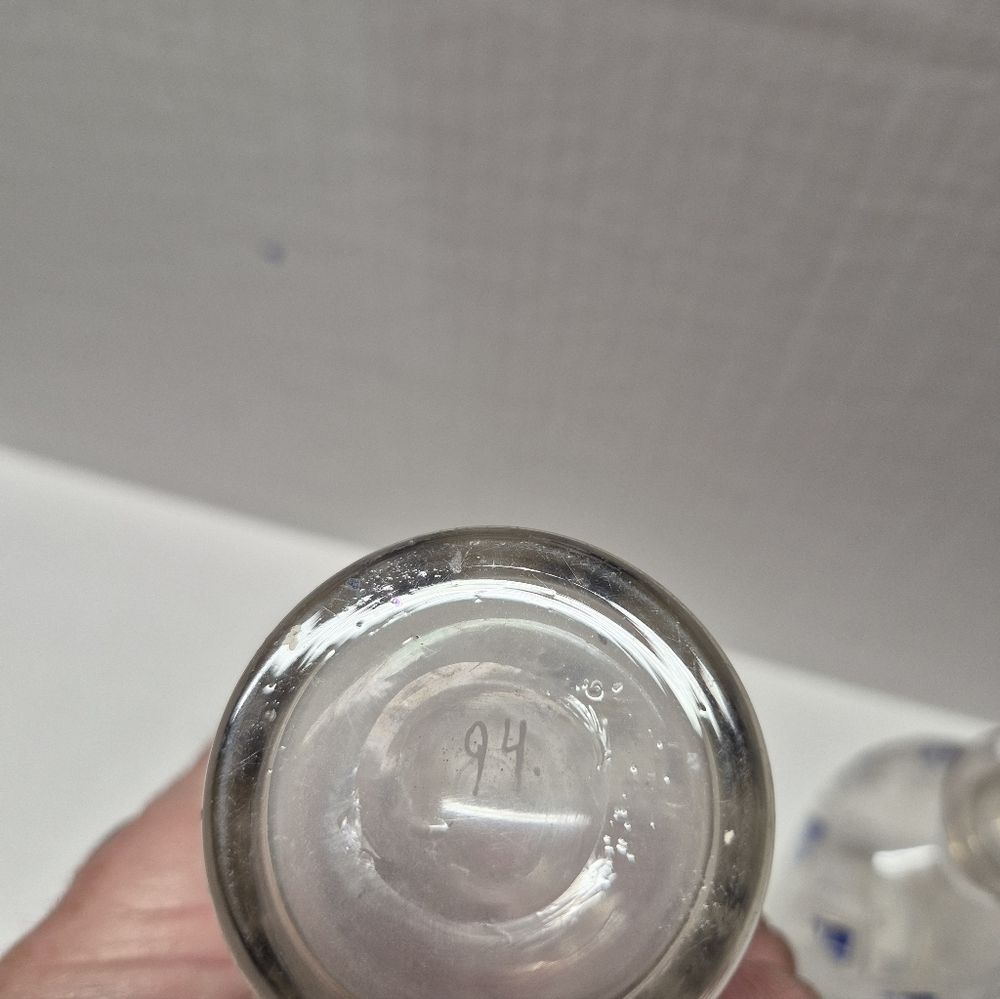 Bohemian Clear Glass Perfume Bottles with Blue & Gold Accents - Picture 8 of 10